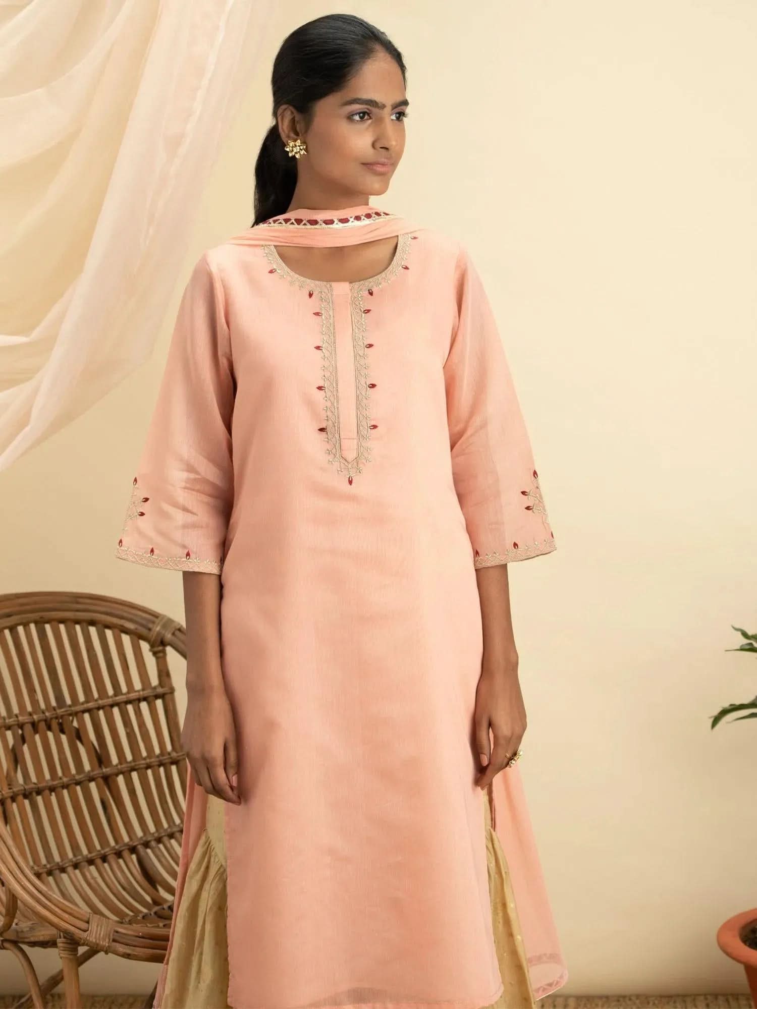 Buy Pink Embroidered Silk Suit Set - 20034O-XS | Libas Ethnic Wear Online 
Buy Pink Embroidered Silk Suit Set - 20034O-XS | Libas Ethnic Wear Online