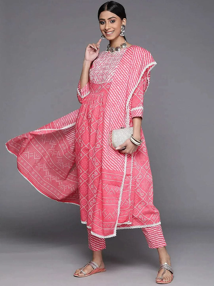 Pink Printed Cotton Suit Set - Libas