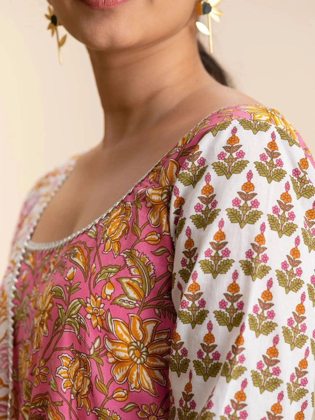 Pink Printed Cotton Suit Set - Libas