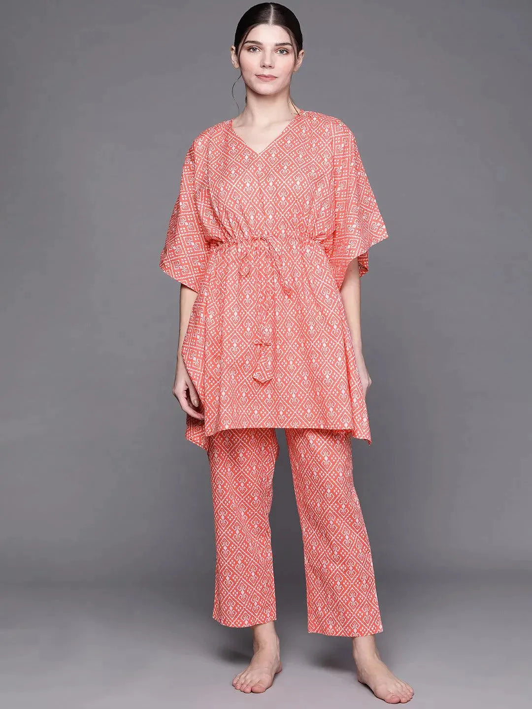 Pink Printed Cotton Night Suit Online at Rs.1159 | Libas