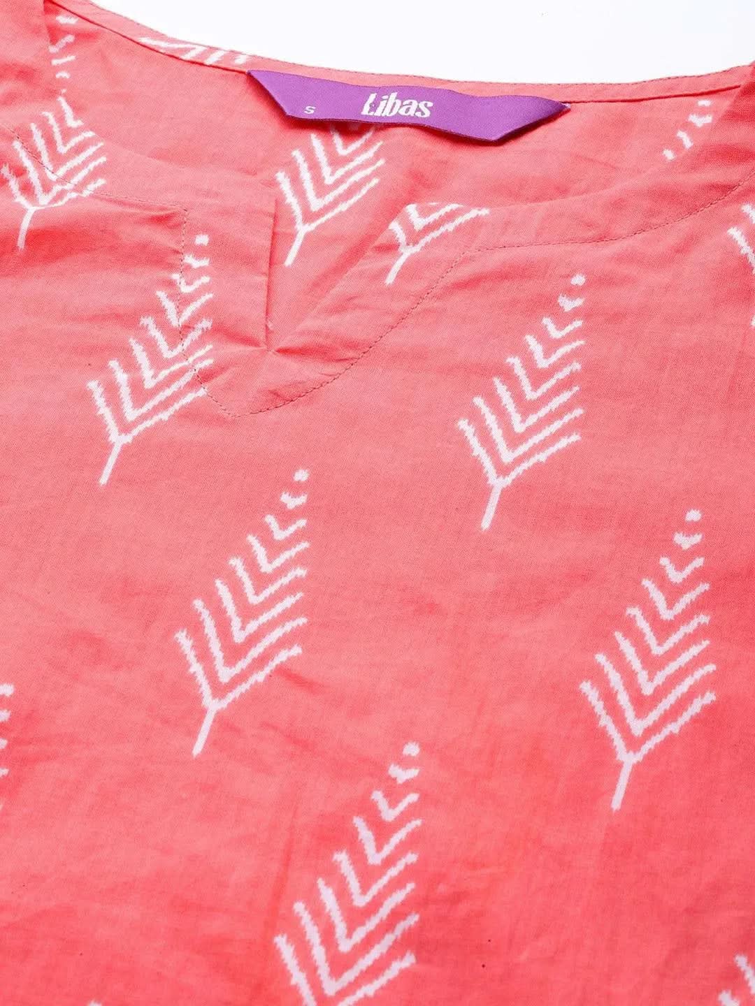 Pink Printed Cotton Night Suit - Libas