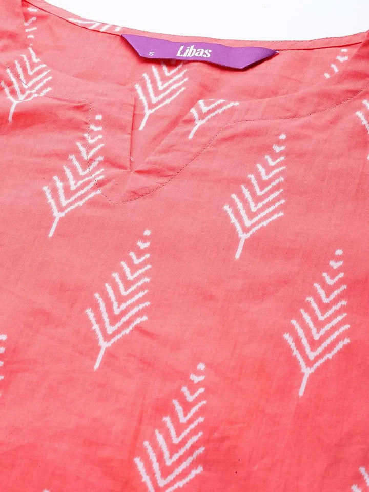 Pink Printed Cotton Night Suit - Libas