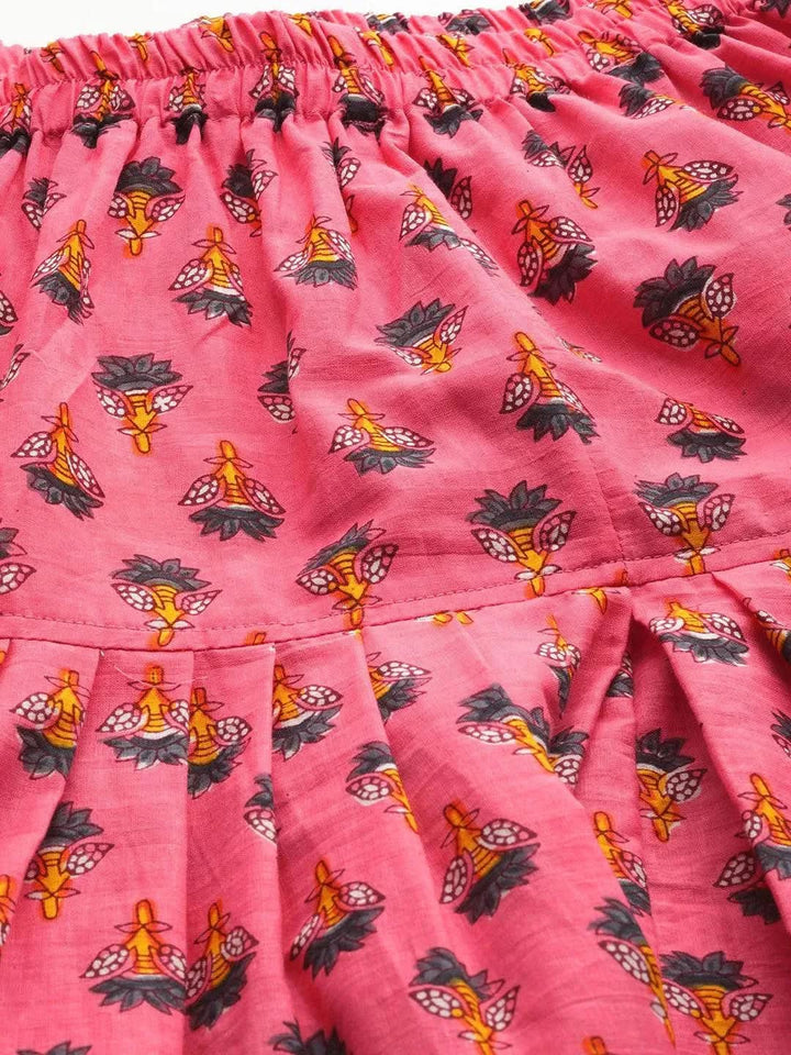Pink Printed Cotton Salwar Pants - Libas