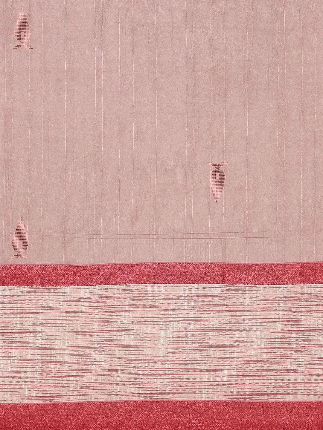 Pink Printed Cotton Silk Saree - Libas