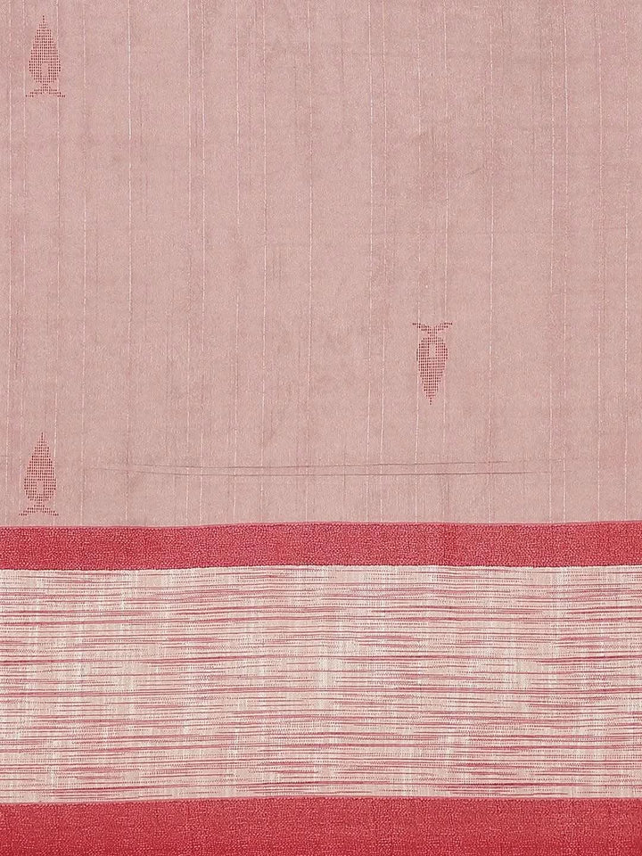 Pink Printed Cotton Silk Saree - Libas