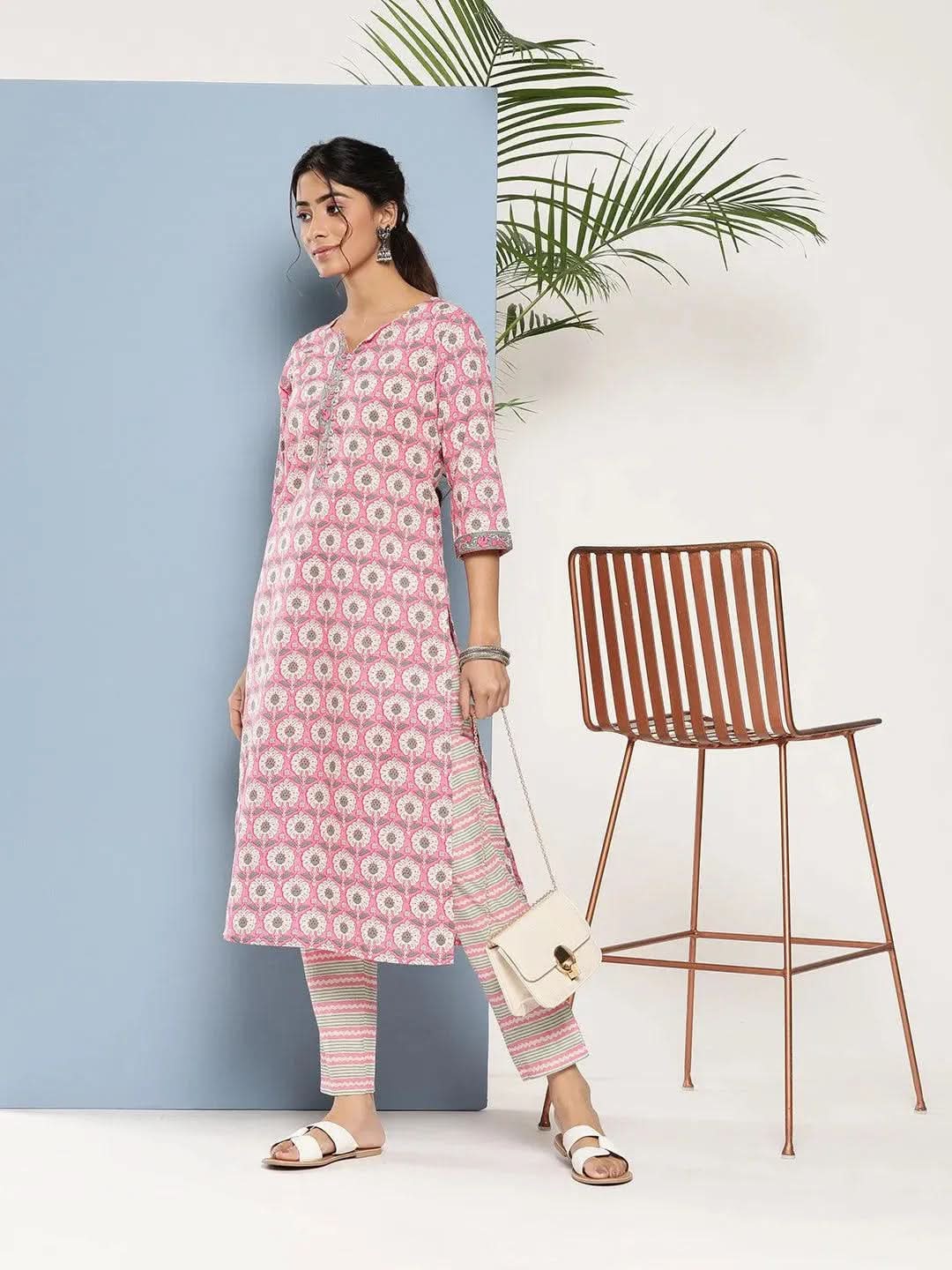 Pink Printed Cotton Straight Kurta
Pink Printed Cotton Straight Kurta