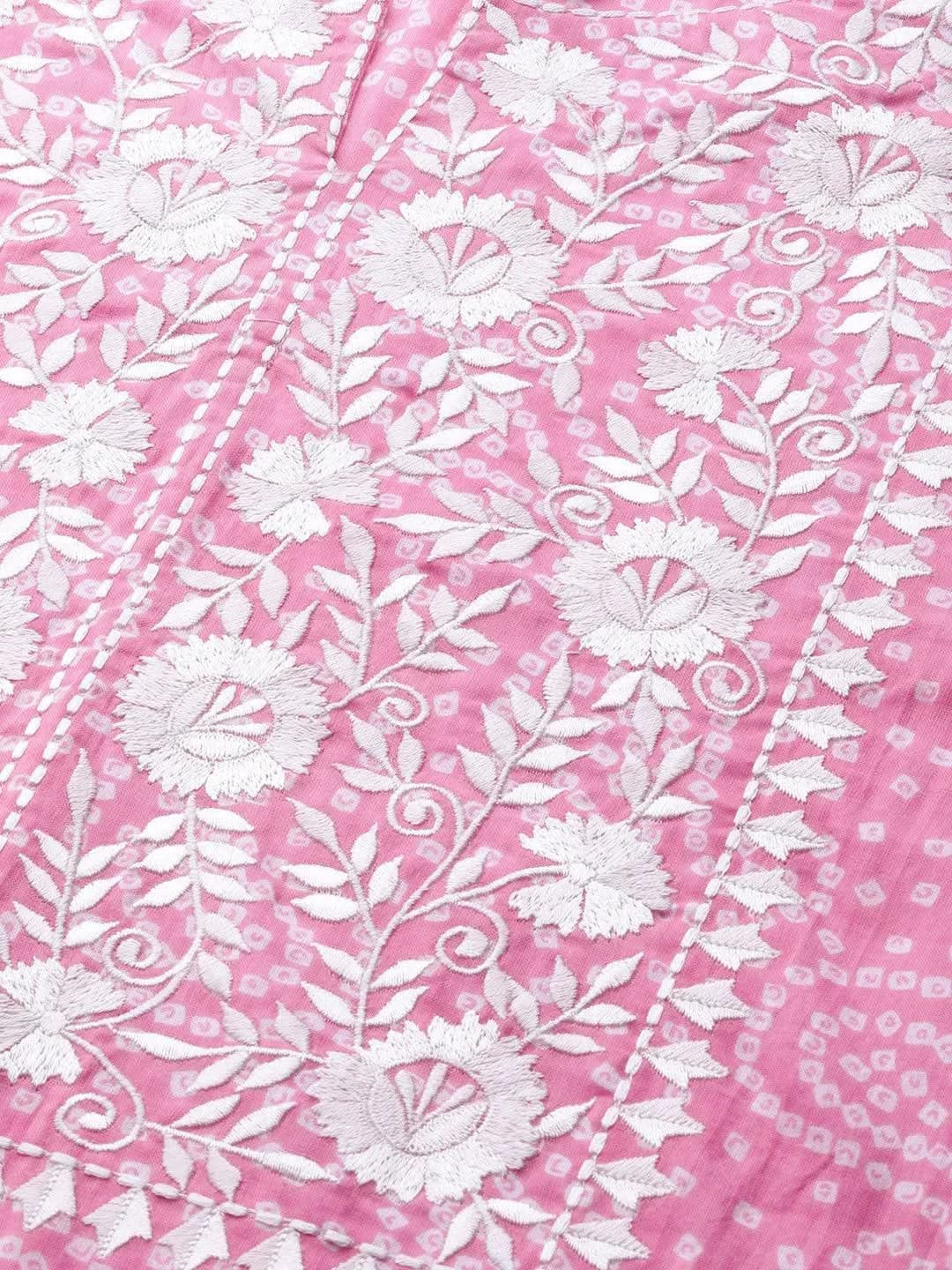 Pink Printed Cotton Suit Set - Libas