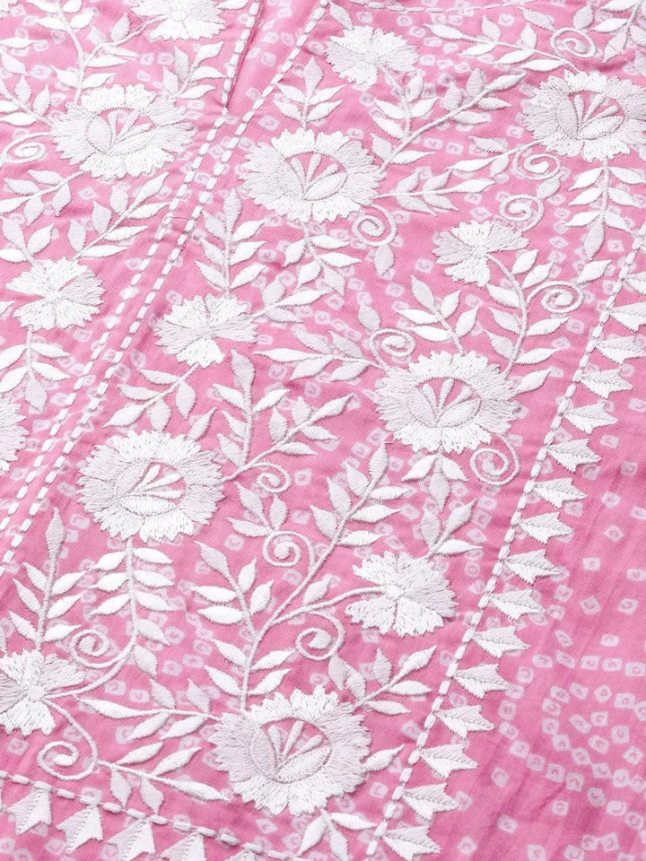 Pink Printed Cotton Suit Set - Libas
