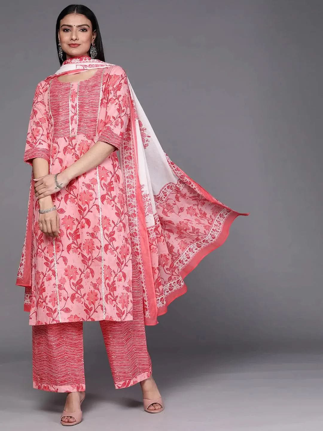 Buy Pink Printed Cotton Suit Set - 33152O- | Libas Ethnic Wear Online 
Buy Pink Printed Cotton Suit Set - 33152O- | Libas Ethnic Wear Online