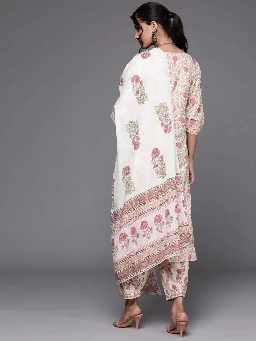 Pink Printed Cotton Suit Set - Libas