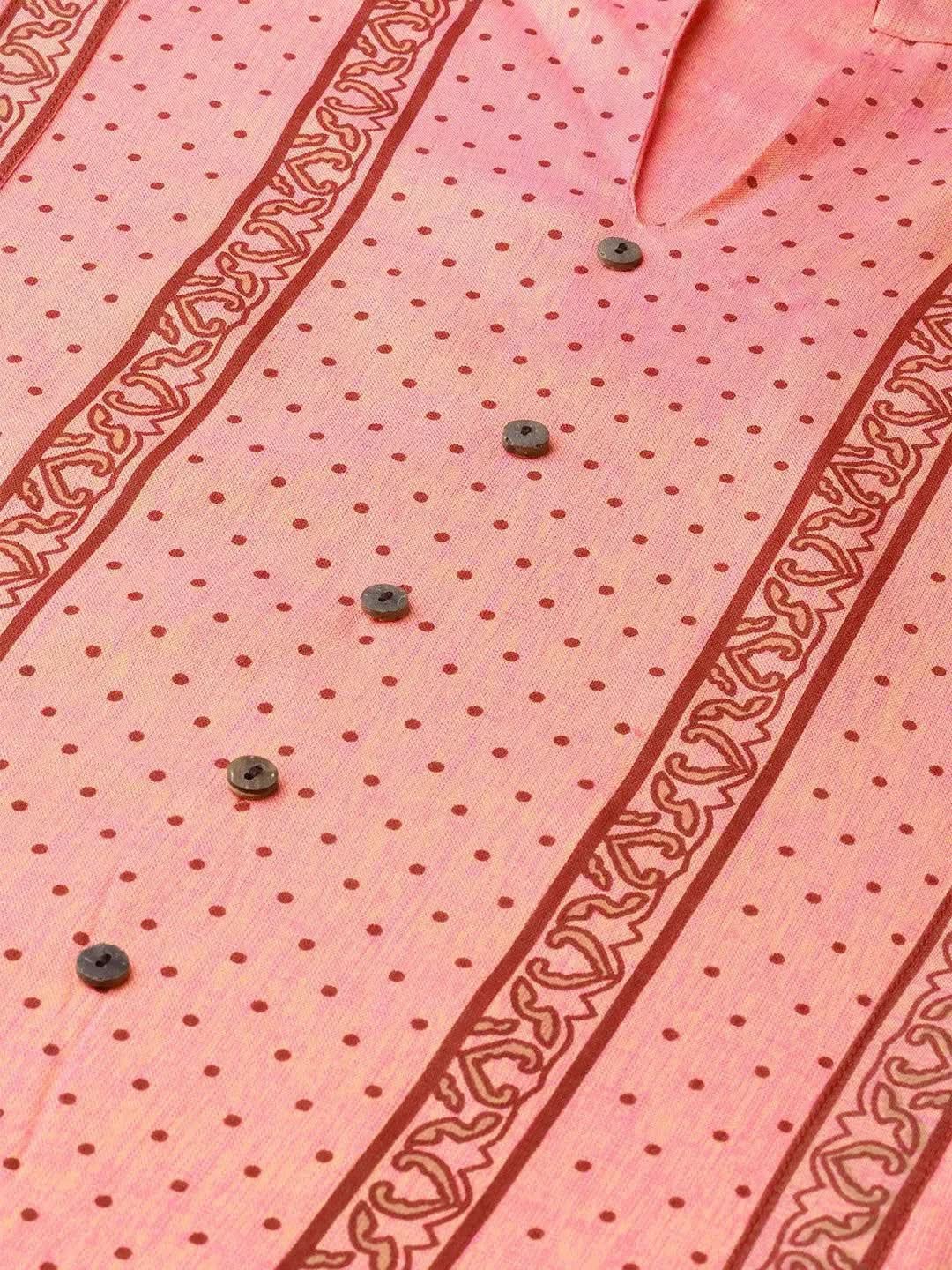 Pink Printed Rayon Kurta - Libas