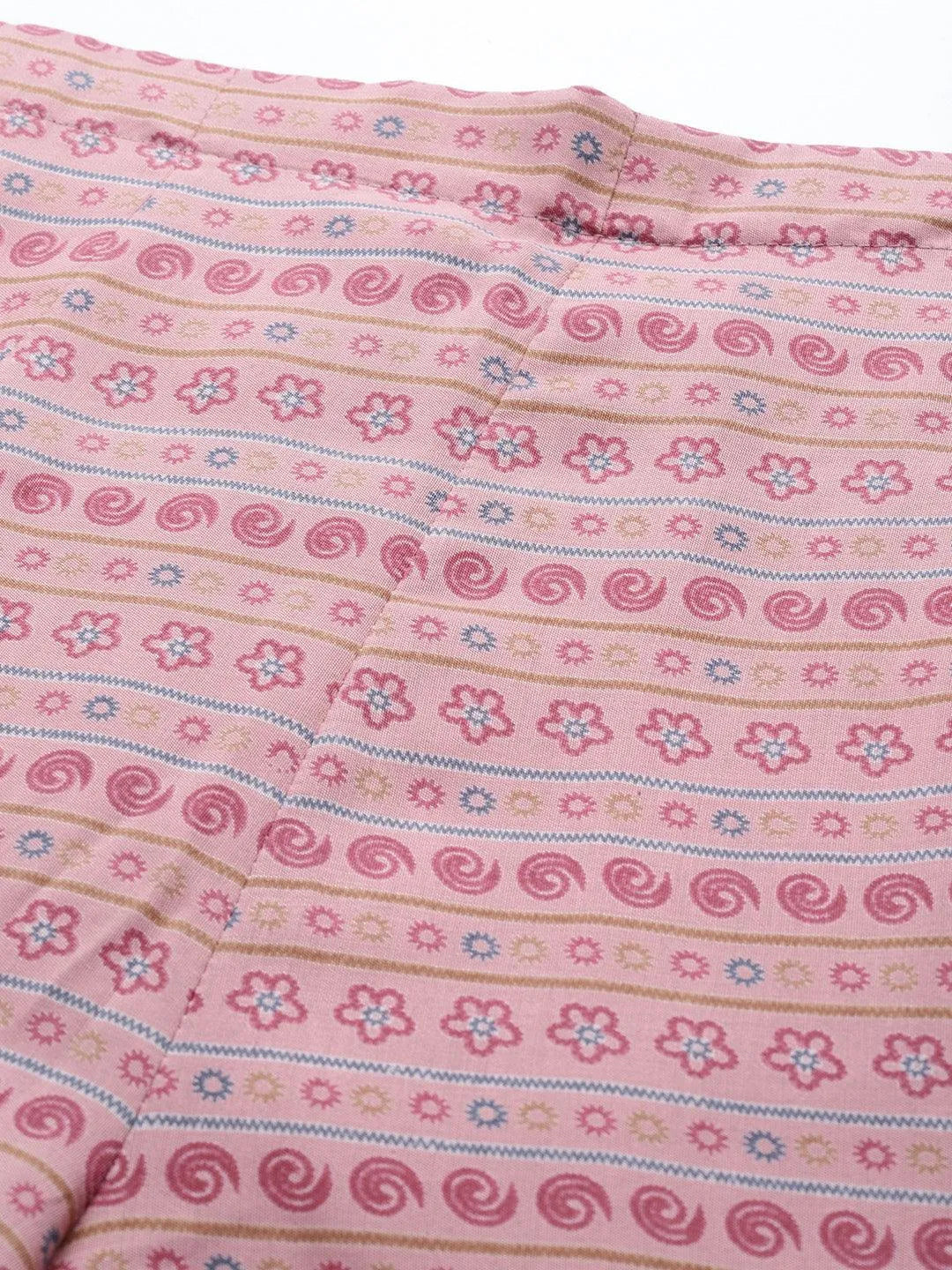Pink Printed Silk Blend Co-Ords - Libas