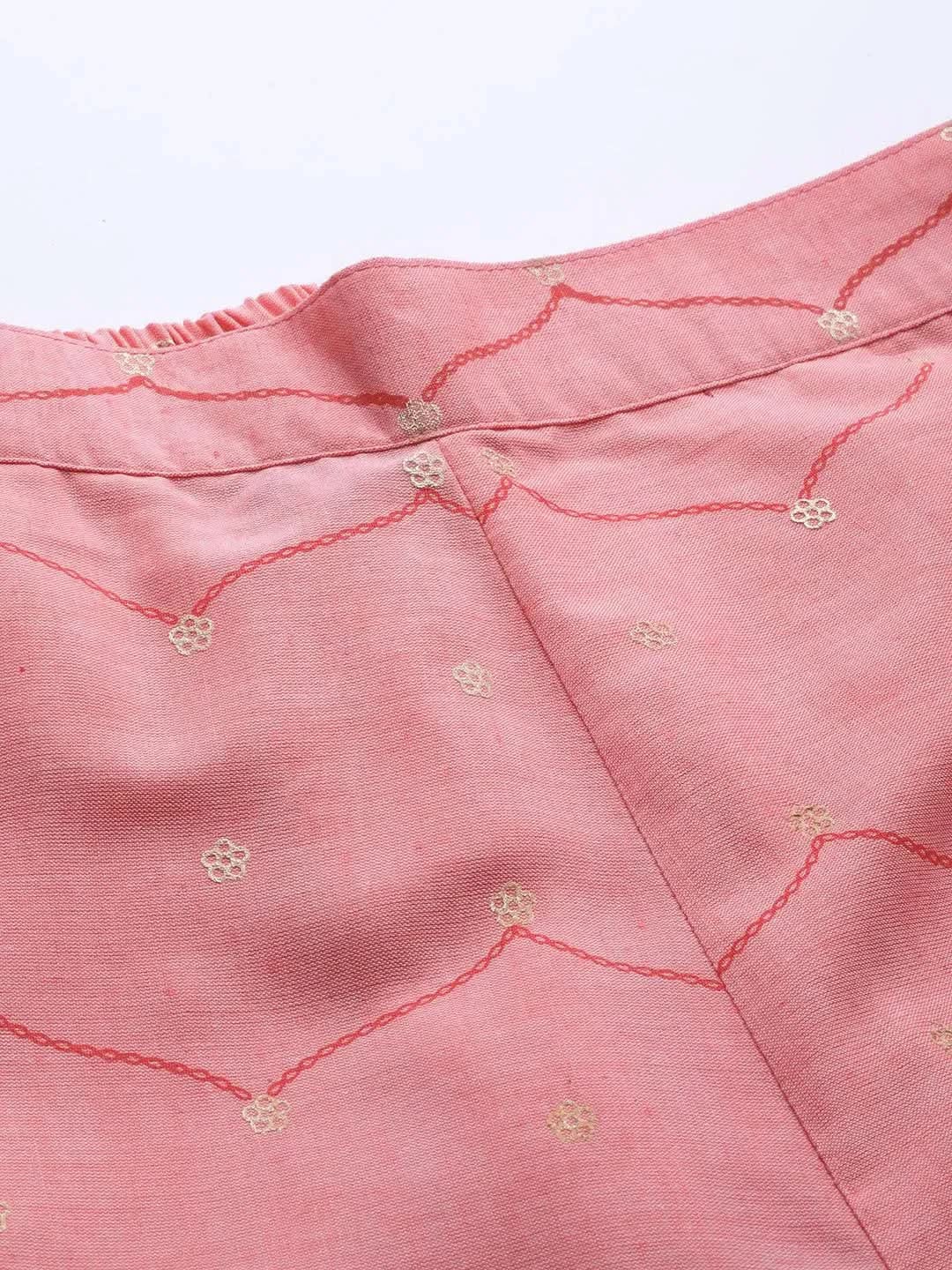 Pink Printed Silk Palazzos - Libas