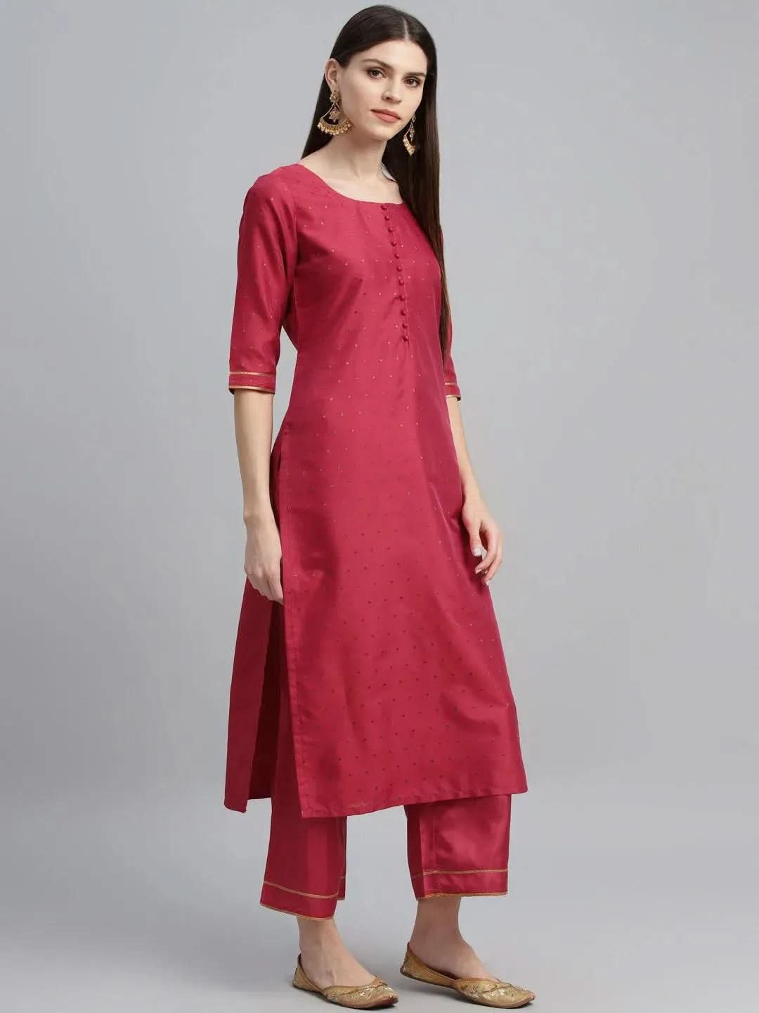 Buy Pink Self Design Polyester Suit Set - 6872-XS | Libas Ethnic Wear Online
Buy Pink Self Design Polyester Suit Set - 6872-XS | Libas Ethnic Wear Online