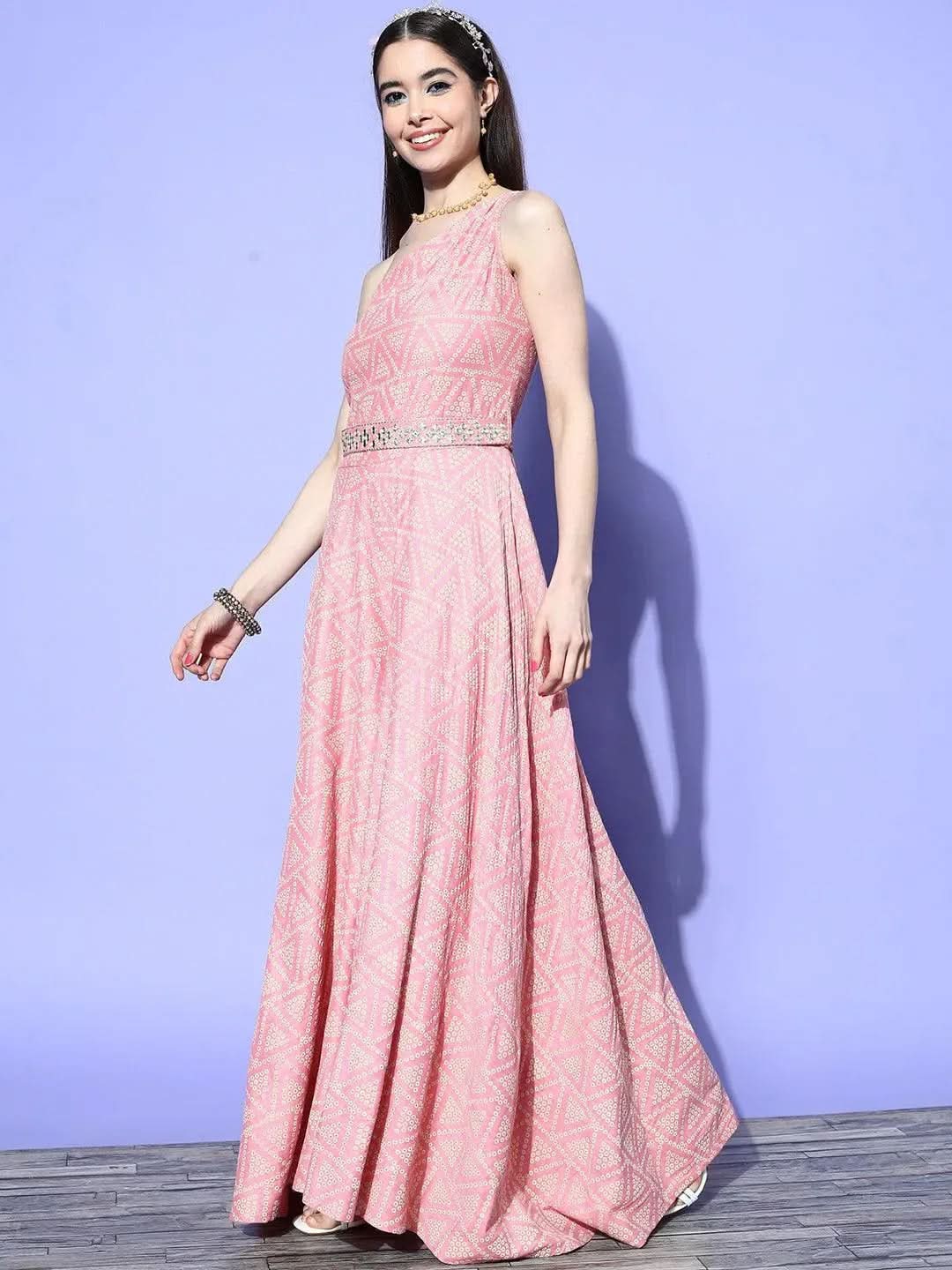 Pink Self Design Silk Jumpsuit
Pink Self Design Silk Jumpsuit