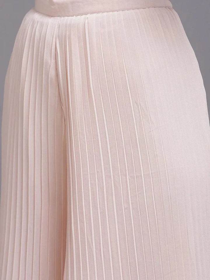 Pink Sequinned Georgette Straight Suit Set With Potli - Libas