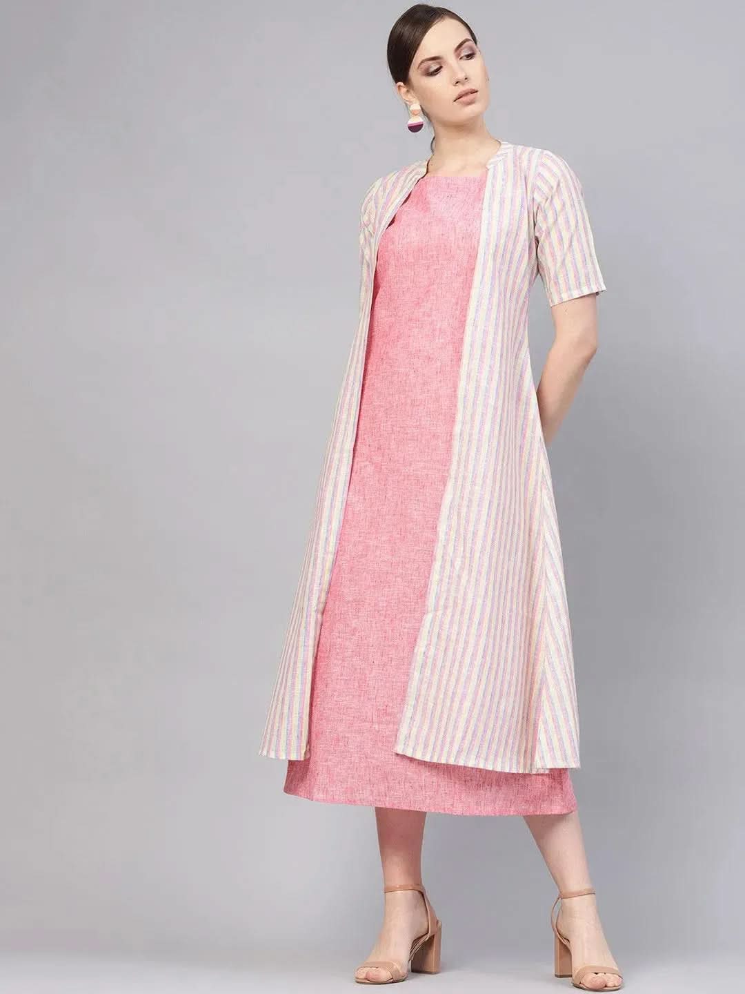 Buy Pink Solid Cotton Dress With Jacket - 8092MJ- | Libas Ethnic Wear Online
Buy Pink Solid Cotton Dress With Jacket - 8092MJ- | Libas Ethnic Wear Online