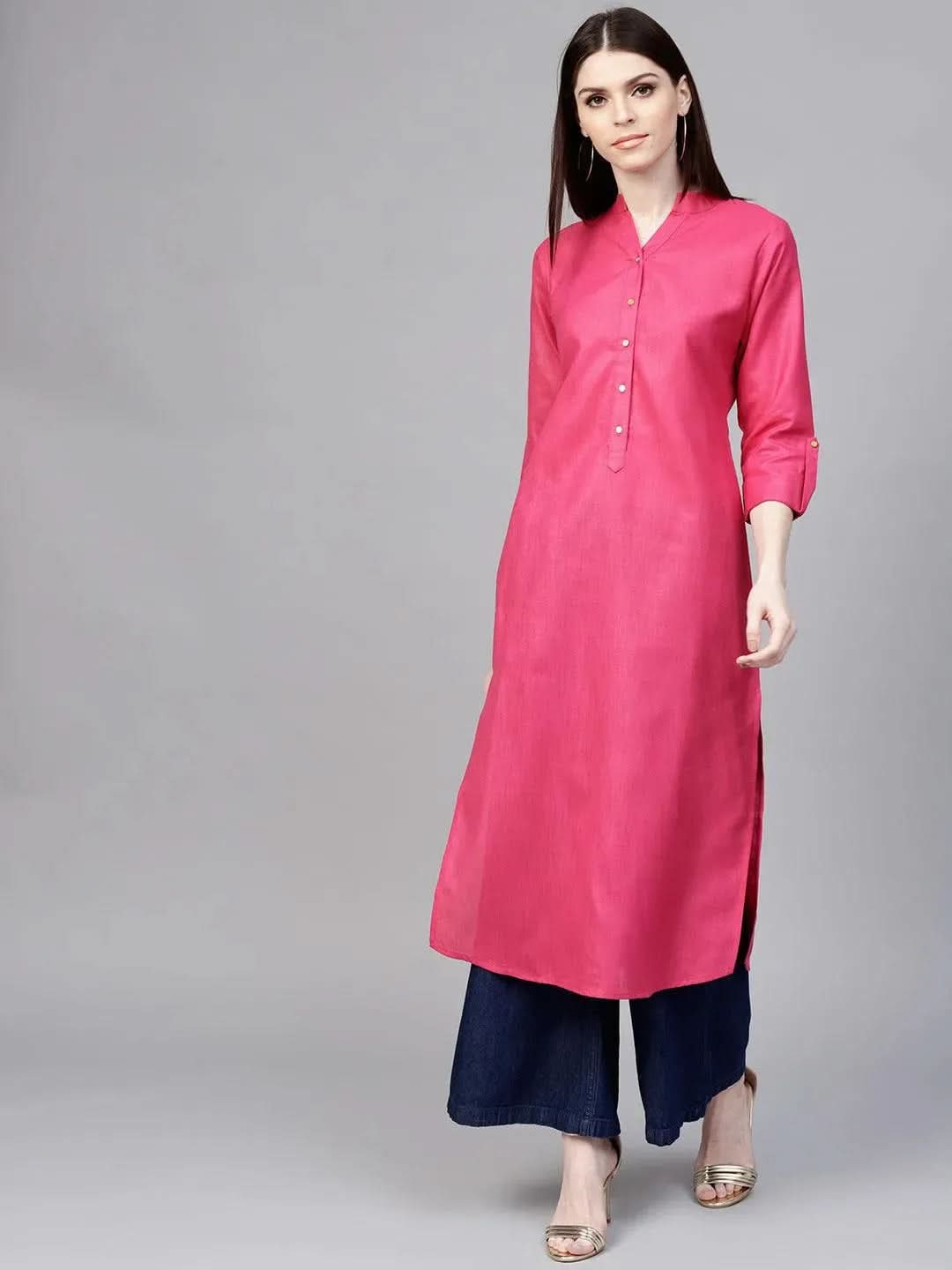 Buy Pink Solid Cotton Kurta - 7647E- | Libas Ethnic Wear Online
Buy Pink Solid Cotton Kurta - 7647E- | Libas Ethnic Wear Online