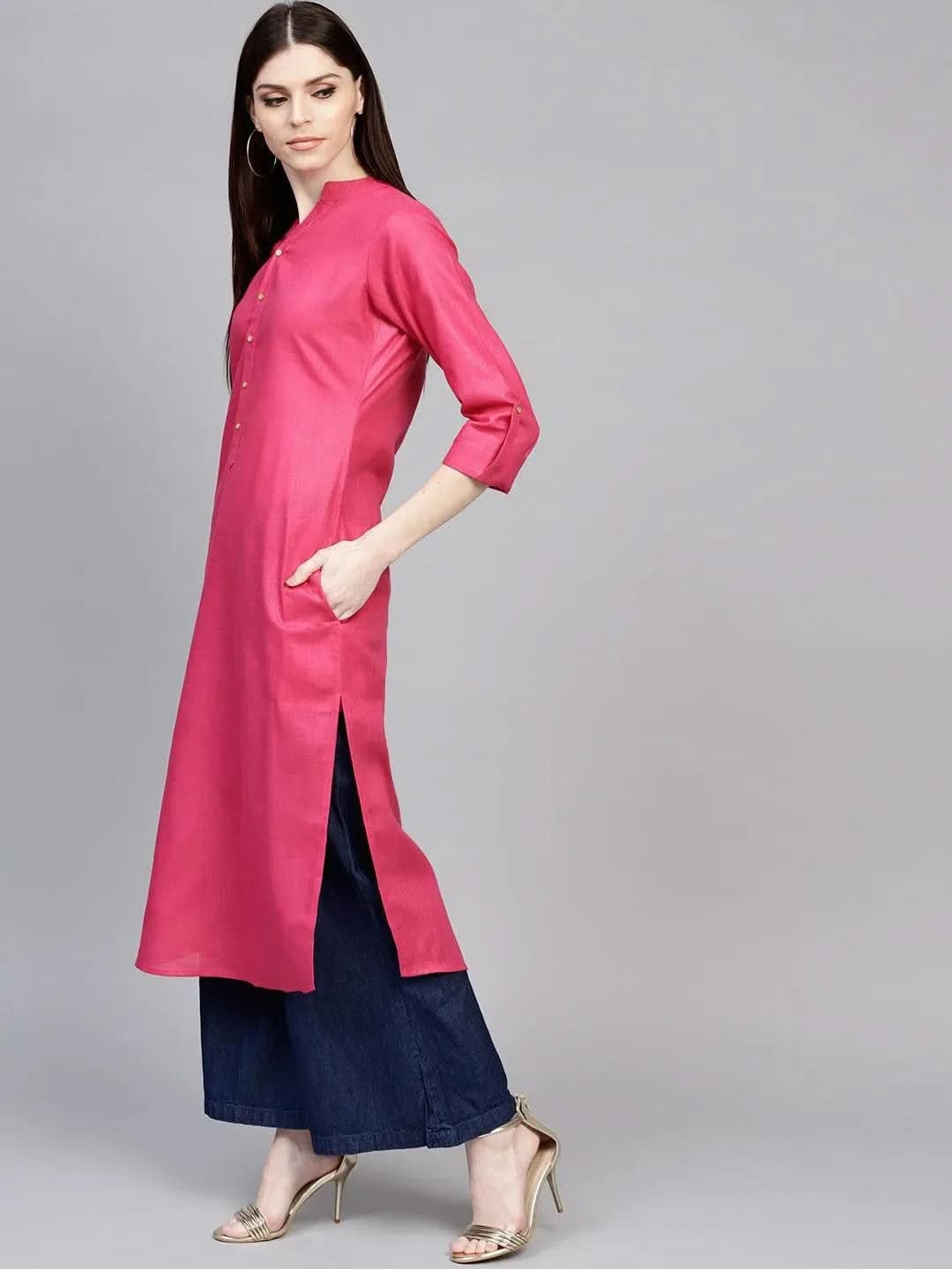Buy Pink Solid Cotton Kurta - 7647E-XS | Libas Ethnic Wear Online
Buy Pink Solid Cotton Kurta - 7647E-XS | Libas Ethnic Wear Online