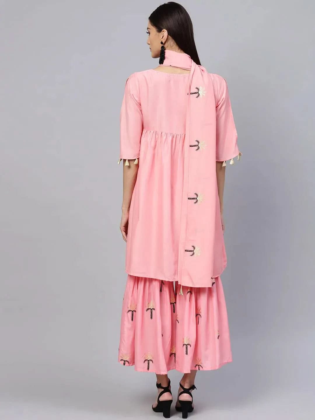 Pink Solid Muslin Suit Set - Libas