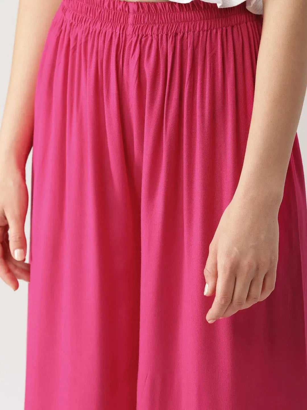 Pink Solid Rayon Palazzos
Pink Solid Rayon Palazzos