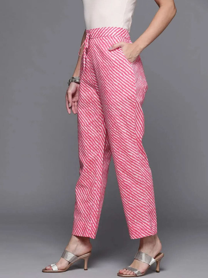 Pink Striped Cotton Trousers - Libas