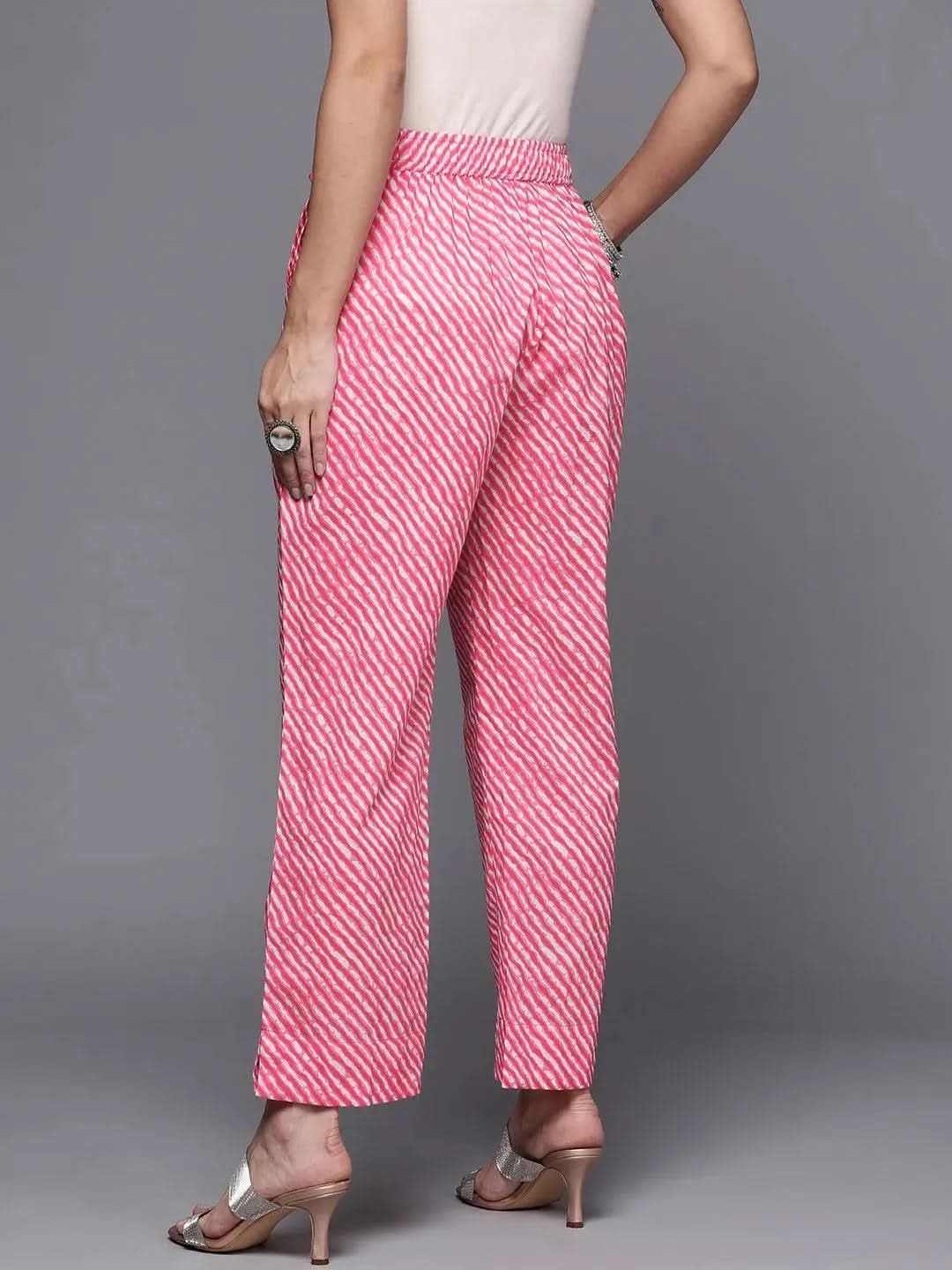 Pink Striped Cotton Trousers - Libas