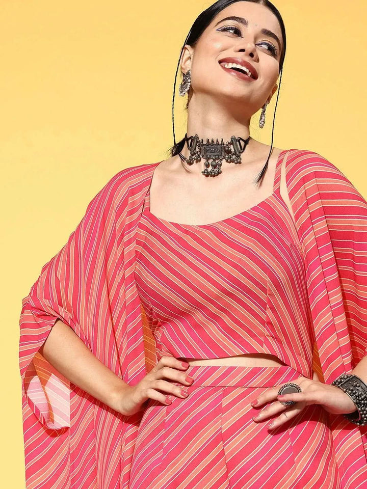 Pink Striped Georgette Co-Ords - Libas