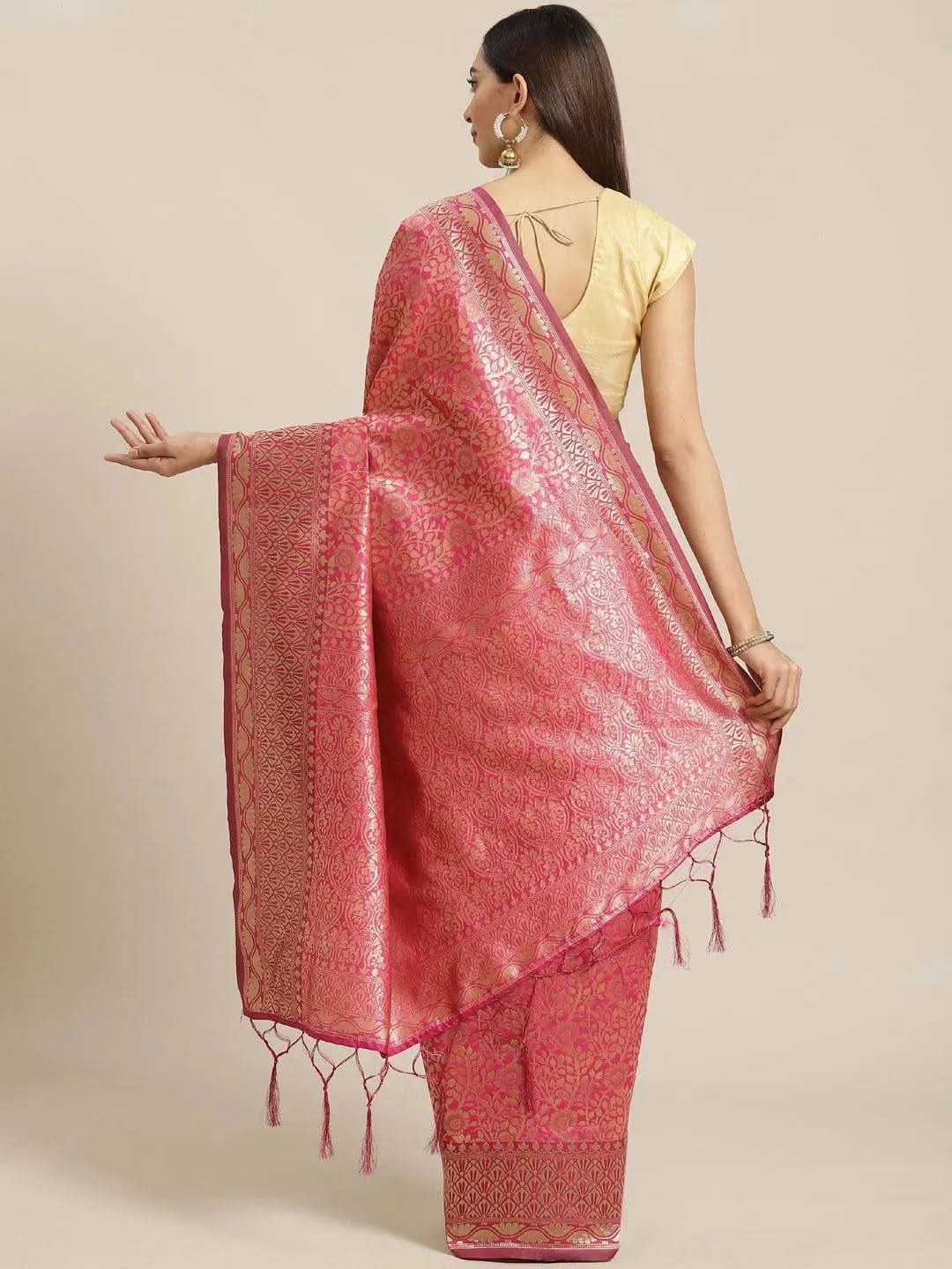 Pink Woven Design Brocade Saree
Pink Woven Design Brocade Saree