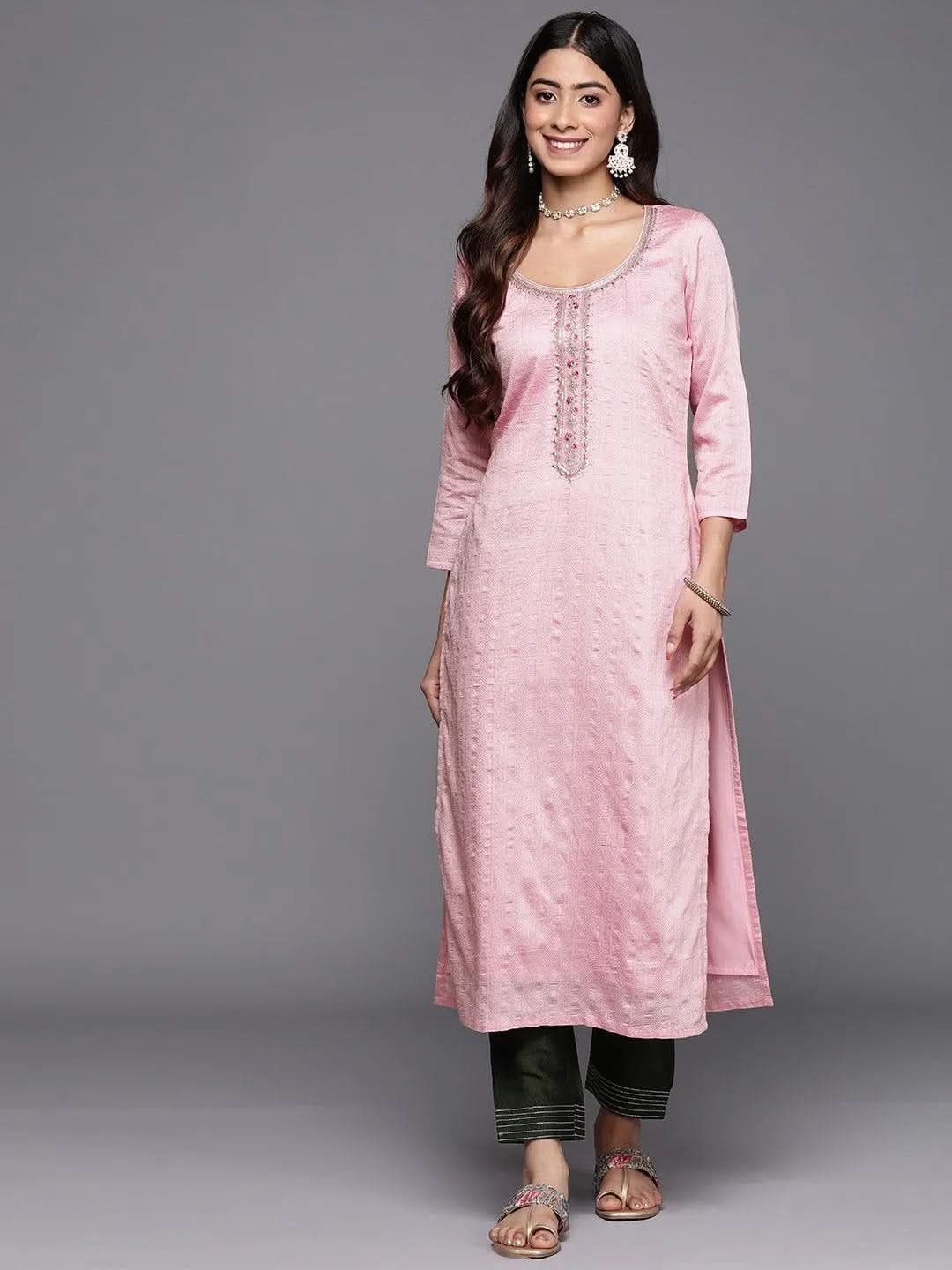 Pink Woven Design Rayon Straight Kurta
Pink Woven Design Rayon Straight Kurta