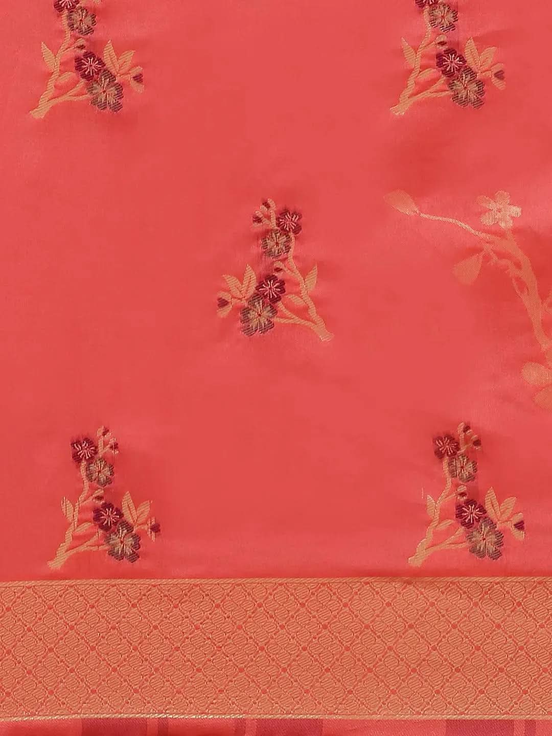 Pink Woven Design Silk Saree - Libas