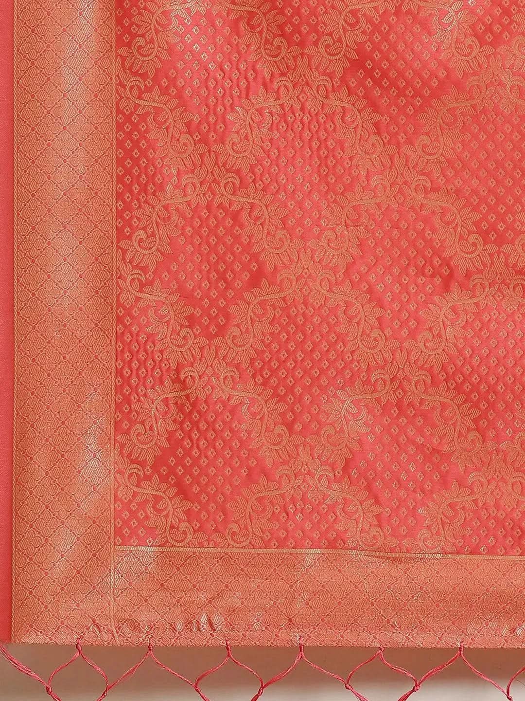 Pink Woven Design Silk Saree - Libas