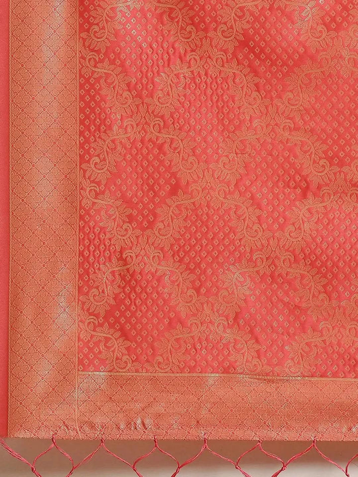 Pink Woven Design Silk Saree - Libas