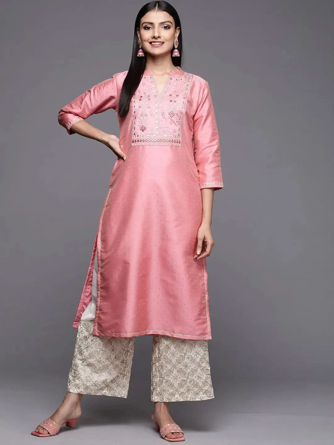Pink Yoke Design Art Silk Straight Kurta
Pink Yoke Design Art Silk Straight Kurta