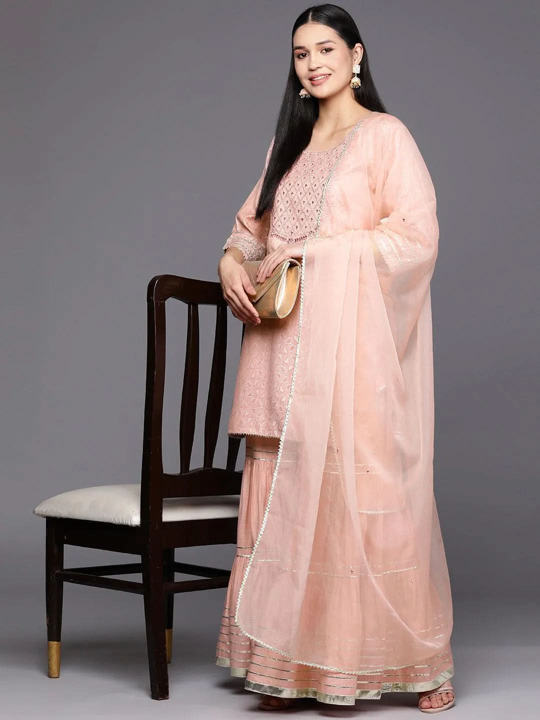 Pink Yoke Design Cotton Straight Sharara Suit Set With Dupatta
Pink Yoke Design Cotton Straight Sharara Suit Set With Dupatta