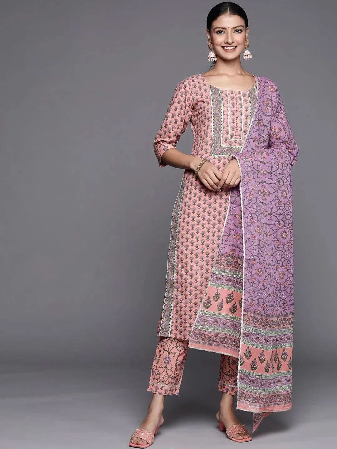 Pink Yoke Design Cotton Straight Kurta With Trousers & Dupatta
Pink Yoke Design Cotton Straight Kurta With Trousers & Dupatta