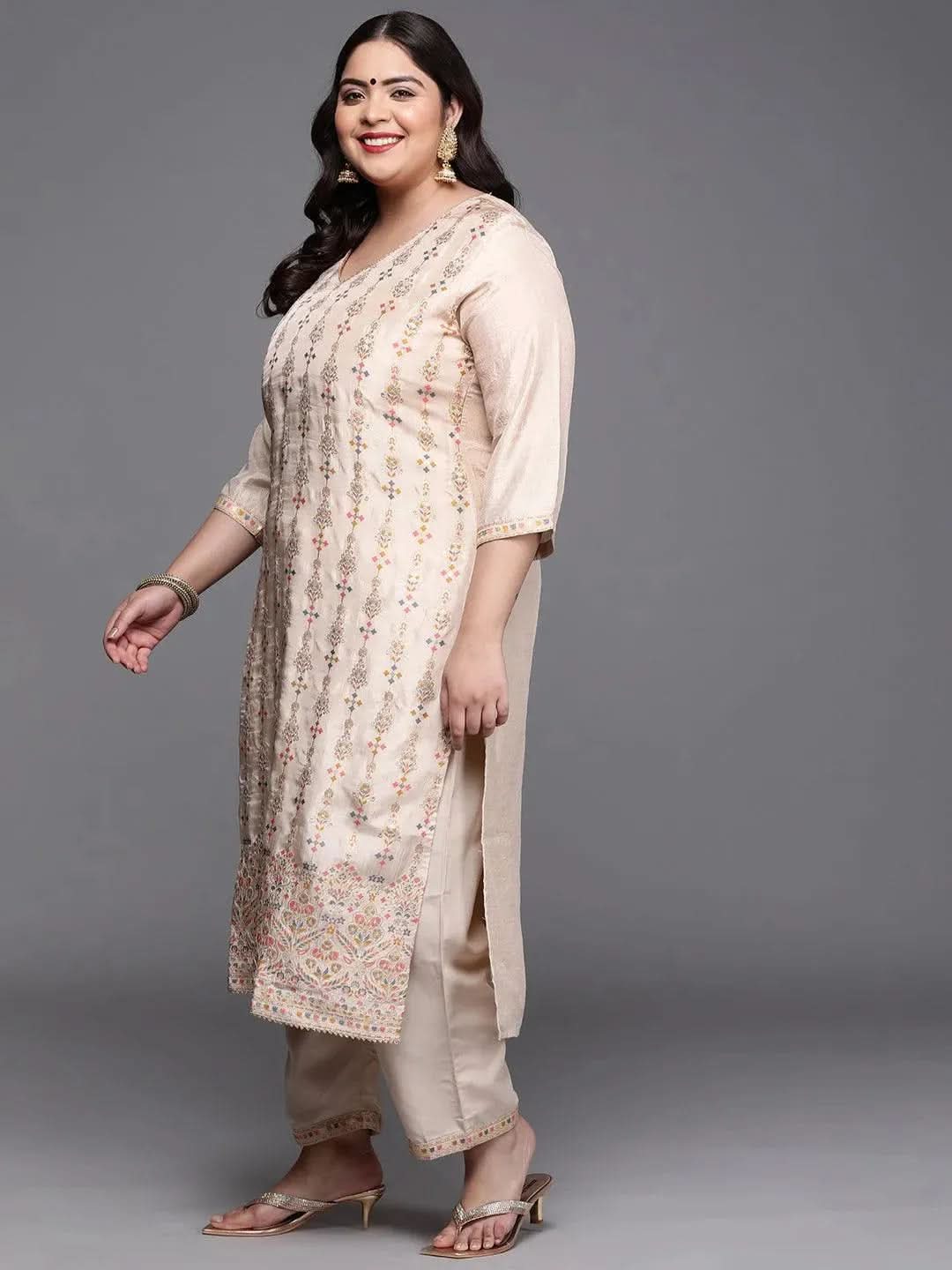 Buy Plus Size Beige Woven Design Silk Blend Suit Set - 15183O- | Libas Ethnic Wear Online
Buy Plus Size Beige Woven Design Silk Blend Suit Set - 15183O- | Libas Ethnic Wear Online