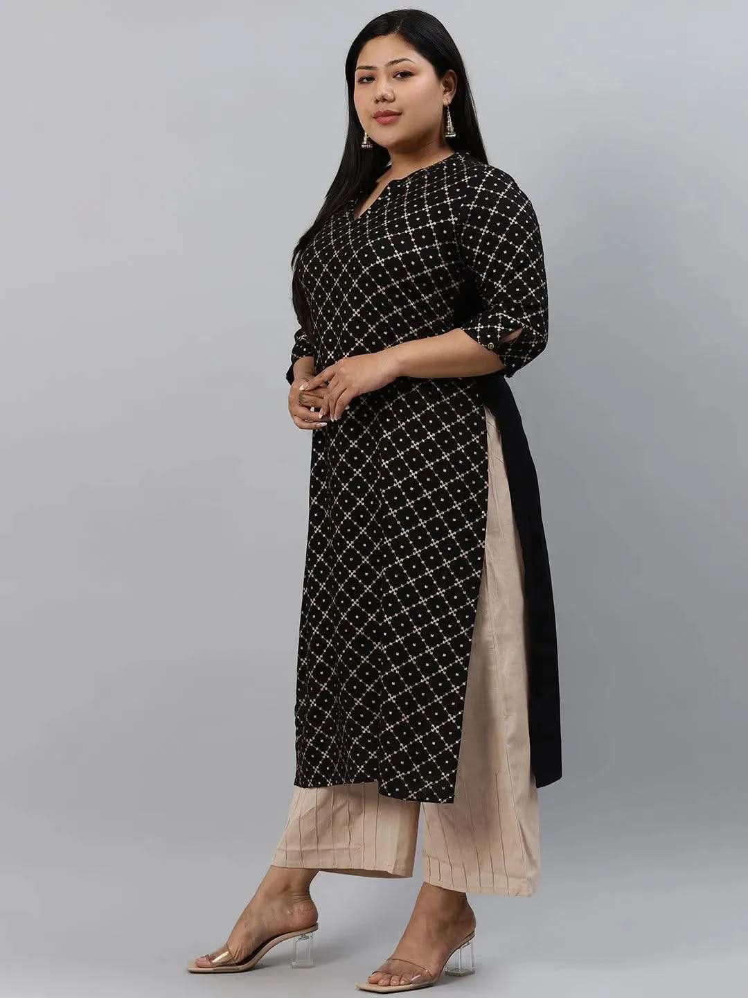 Buy Plus Size Black Checkered Rayon Kurta - 11069- | Libas Ethnic Wear Online
Buy Plus Size Black Checkered Rayon Kurta - 11069- | Libas Ethnic Wear Online
