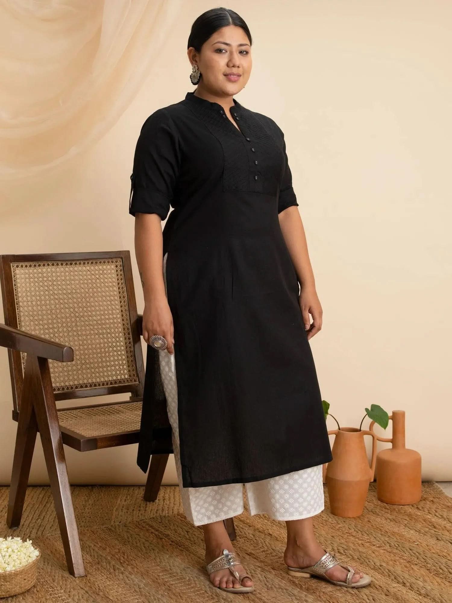 Buy Plus Size Black Solid Cotton Kurta - 11077-3XL | Libas Ethnic Wear Online
Buy Plus Size Black Solid Cotton Kurta - 11077-3XL | Libas Ethnic Wear Online