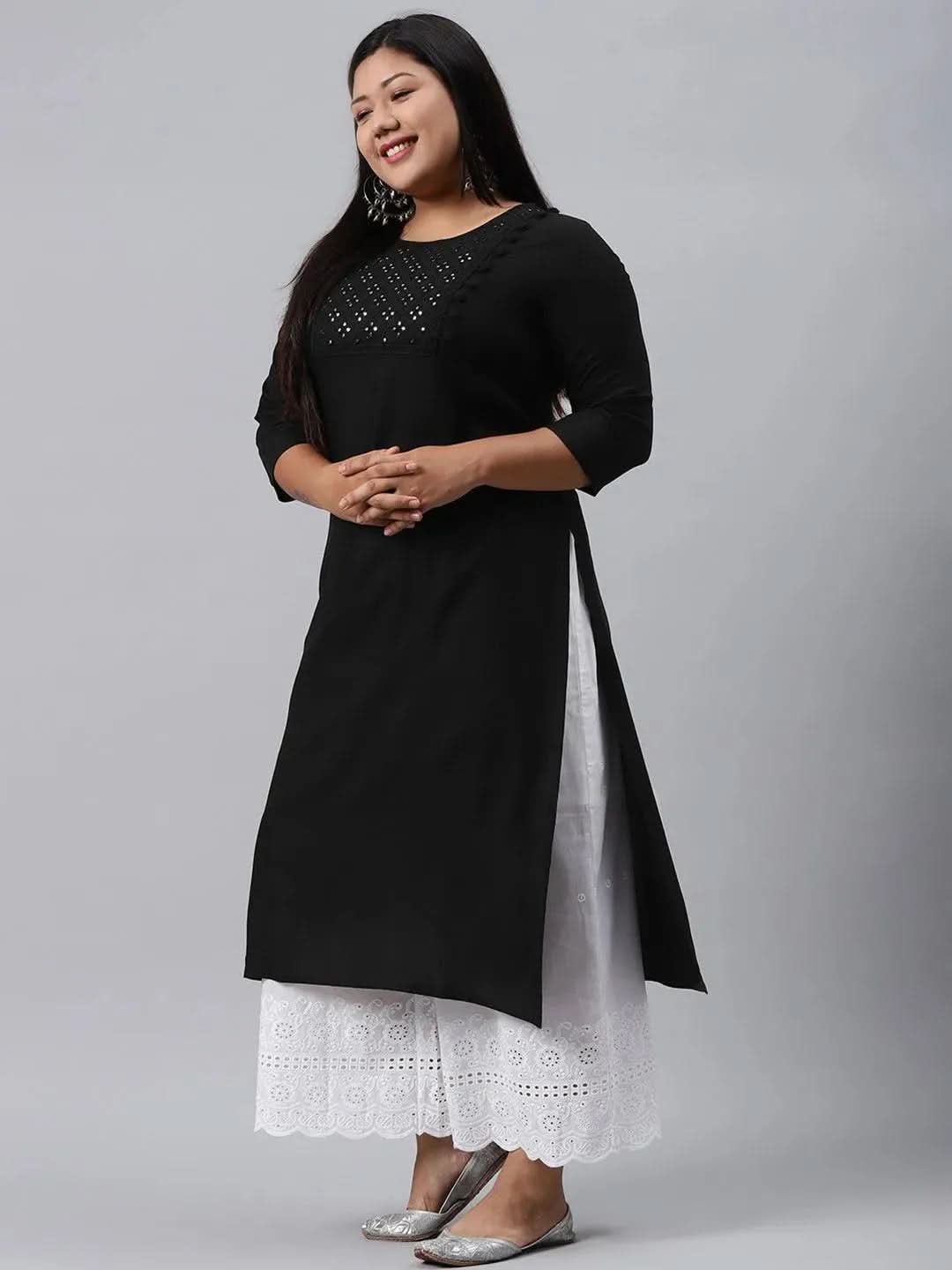 Buy Plus Size Black Solid Rayon Kurta - 11114- | Libas Ethnic Wear Online
Buy Plus Size Black Solid Rayon Kurta - 11114- | Libas Ethnic Wear Online
