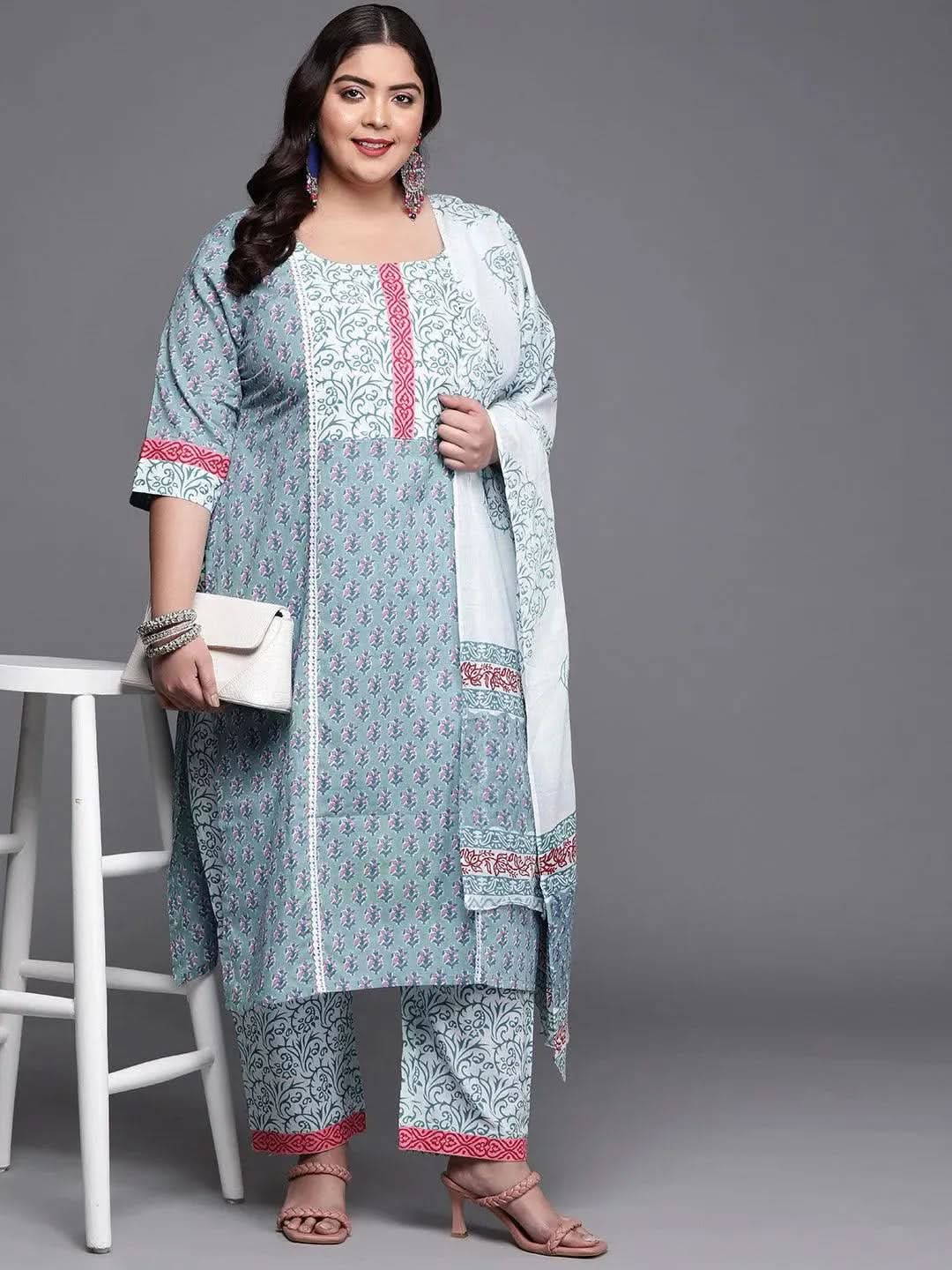 Buy Plus Size Blue Printed Cotton Suit Set - 15158O-3XL | Libas Ethnic Wear Online
Buy Plus Size Blue Printed Cotton Suit Set - 15158O-3XL | Libas Ethnic Wear Online