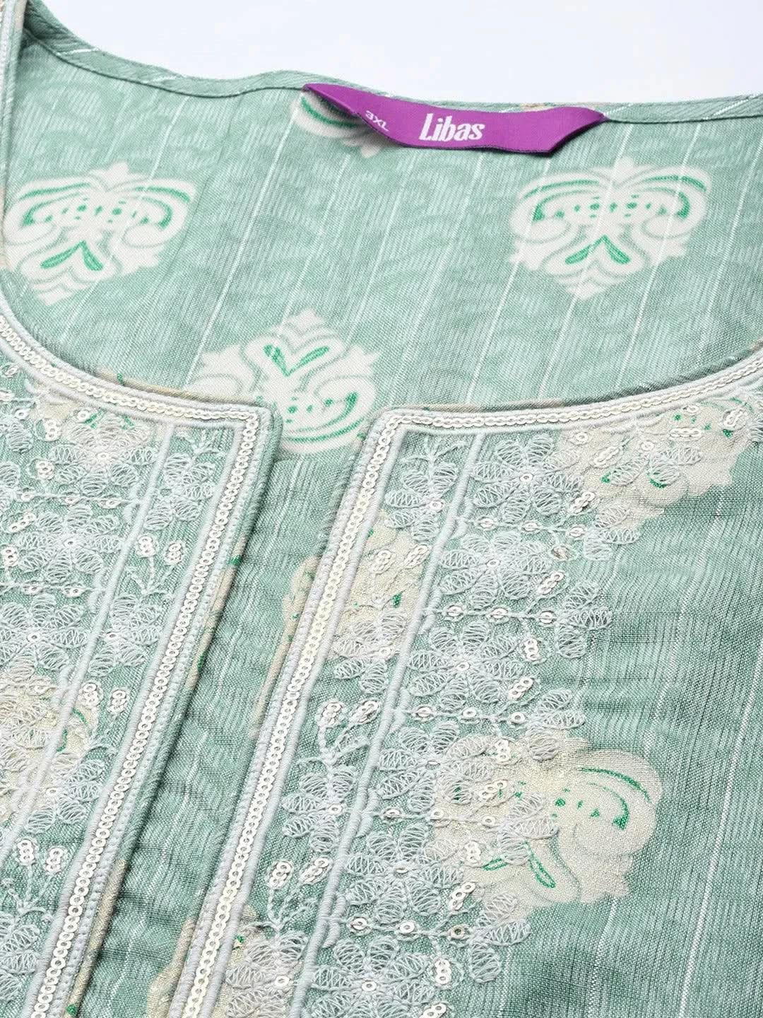 Plus Size Blue Yoke Design Rayon Kurta - Libas