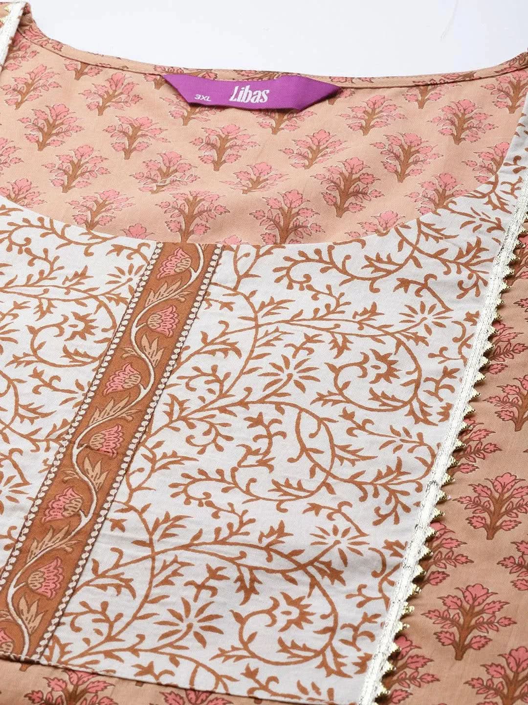 Plus Size Brown Printed Cotton Straight Kurta With Palazzos & Dupatta
Plus Size Brown Printed Cotton Straight Kurta With Palazzos & Dupatta