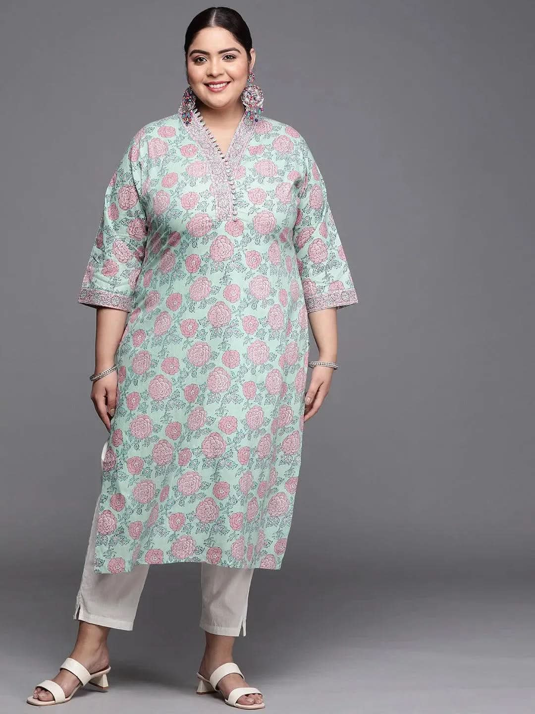Buy Plus Size Green Printed Cotton Kurta - 25022O- | Libas Ethnic Wear Online 
Buy Plus Size Green Printed Cotton Kurta - 25022O- | Libas Ethnic Wear Online