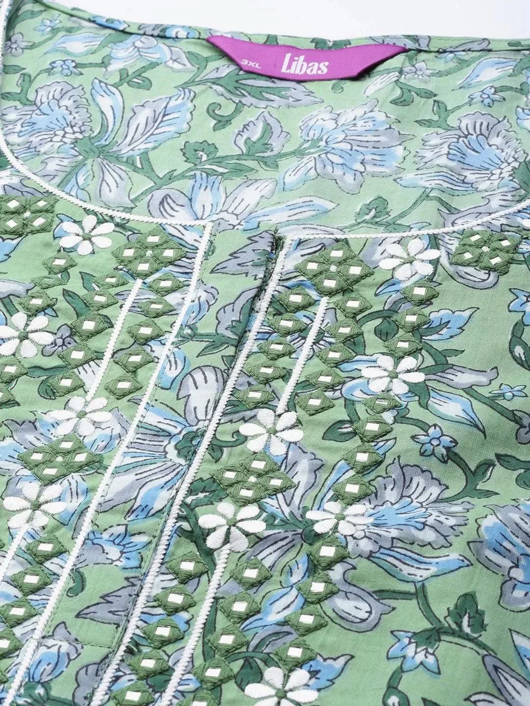 Buy Plus Size Green Printed Cotton Suit Set - 15137O-3XL | Libas Ethnic Wear Online 
Buy Plus Size Green Printed Cotton Suit Set - 15137O-3XL | Libas Ethnic Wear Online