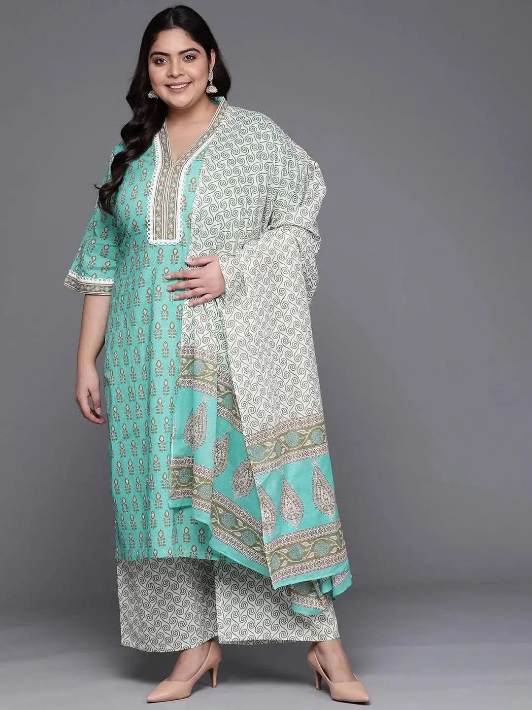 Buy Plus Size Sea Green Printed Cotton Suit Set - 15132O- | Libas Ethnic Wear Online
Buy Plus Size Sea Green Printed Cotton Suit Set - 15132O- | Libas Ethnic Wear Online