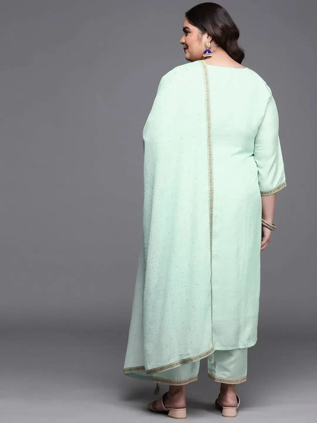 Buy Plus Size Sea Green Woven Design Silk Blend Suit Set - 15177O-3XL | Libas Ethnic Wear Online
Buy Plus Size Sea Green Woven Design Silk Blend Suit Set - 15177O-3XL | Libas Ethnic Wear Online