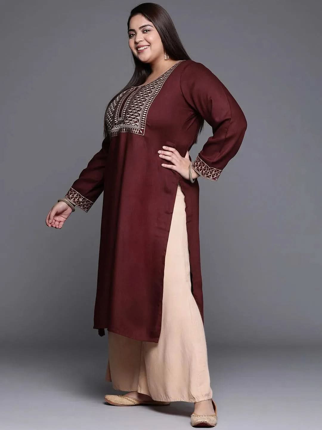 Buy Plus Size Maroon Solid Wool Kurta - 11122- | Libas Ethnic Wear Online
Buy Plus Size Maroon Solid Wool Kurta - 11122- | Libas Ethnic Wear Online