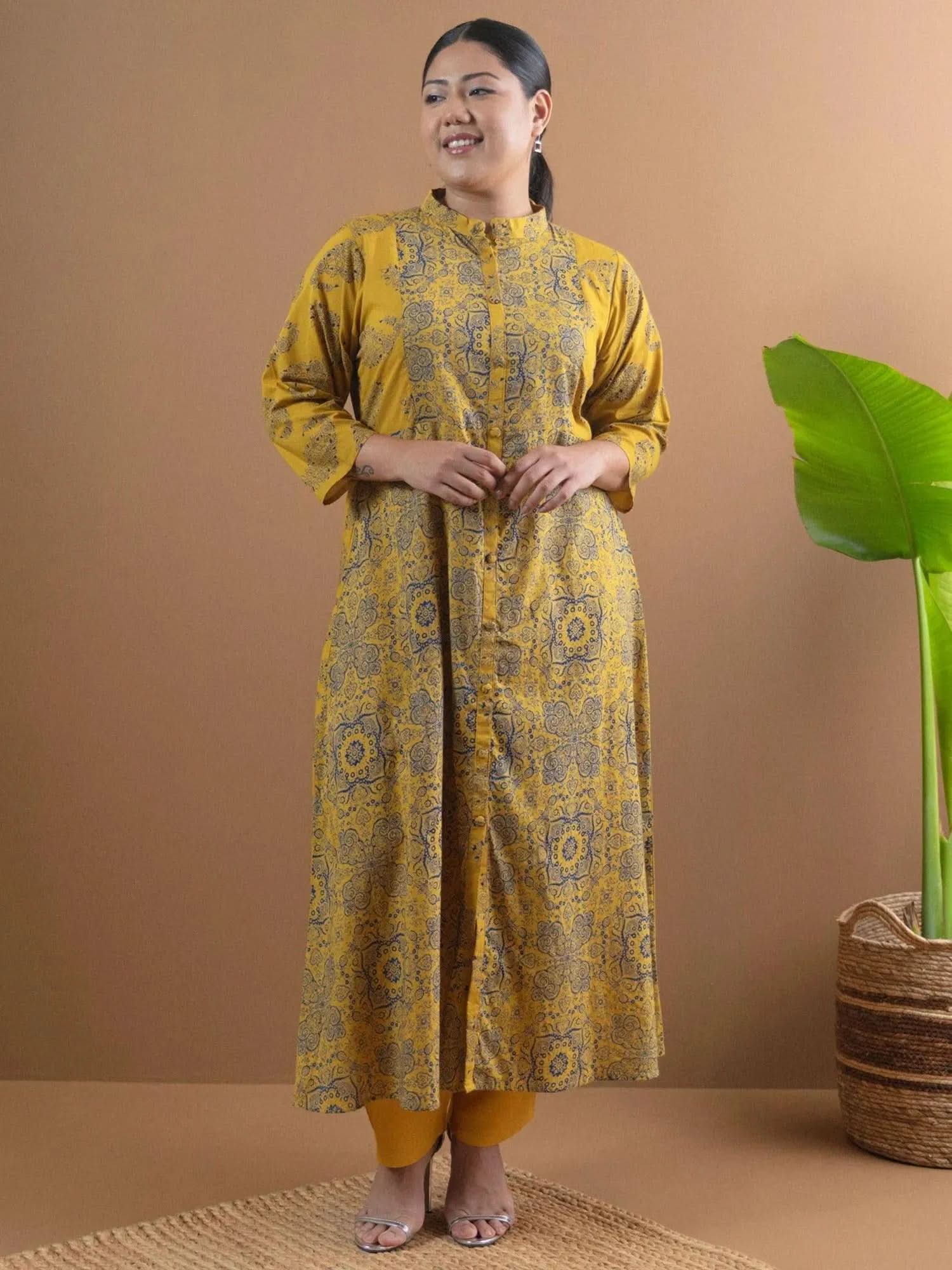 Buy Plus Size Mustard Printed Cotton Kurta - 11005-3XL | Libas Ethnic Wear Online 
Buy Plus Size Mustard Printed Cotton Kurta - 11005-3XL | Libas Ethnic Wear Online