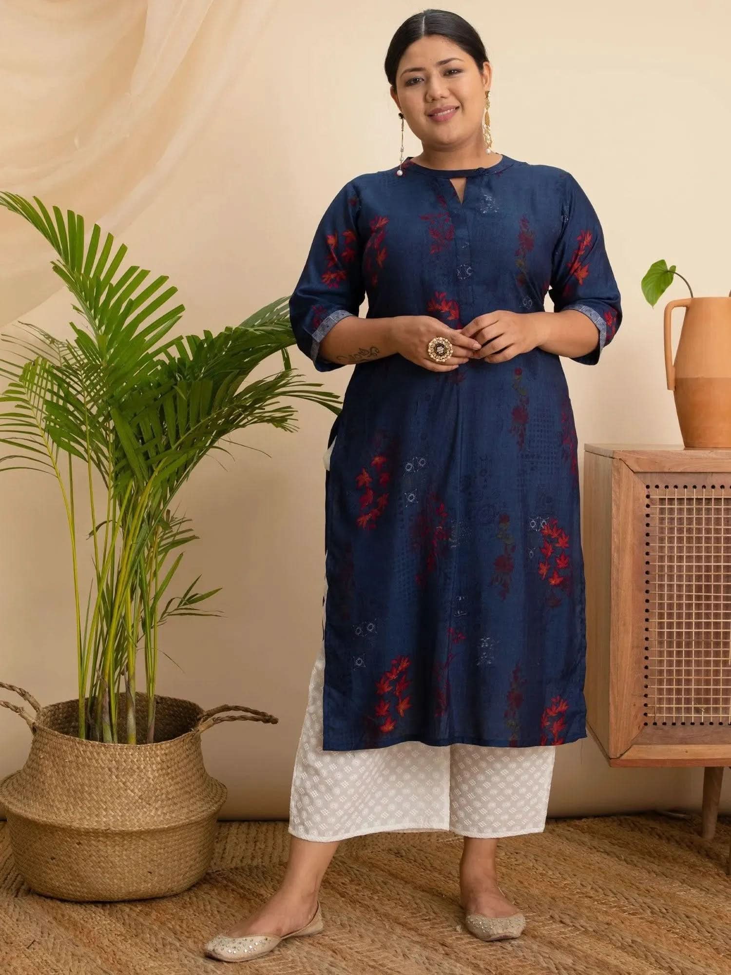 Buy Plus Size Navy Blue Printed Rayon Kurta - 11052- | Libas Ethnic Wear Online
Buy Plus Size Navy Blue Printed Rayon Kurta - 11052- | Libas Ethnic Wear Online